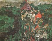 Egon Schiele Krumau Landscape (Town and River) (mk12) Spain oil painting artist